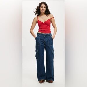 Cotton On Relaxed Cargo Jean, mid rise, wide leg Size 28 NWT